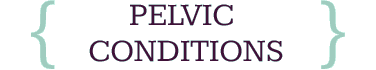 text: pelvic conditions surrounded in teal brackets